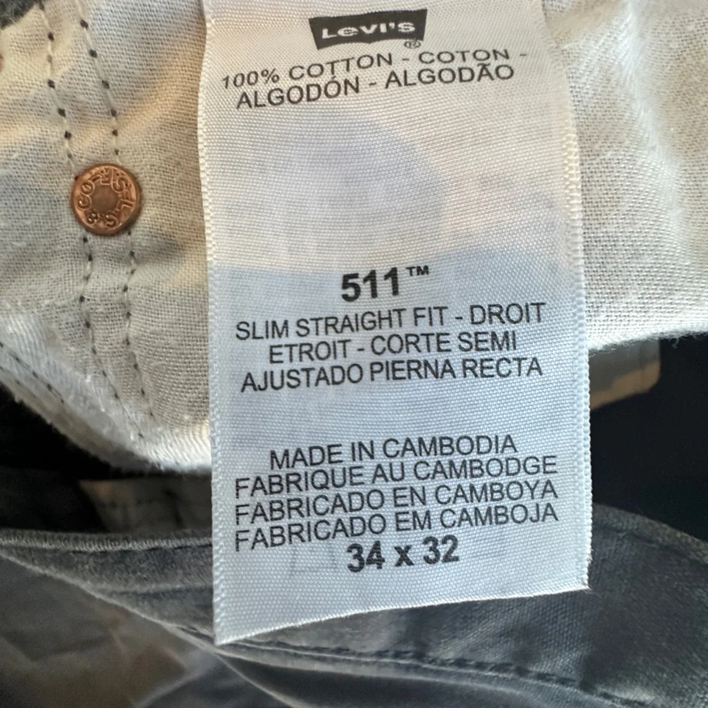Levi’s 511 Slim Straight Fit Jeans W34 L32 Charcoal Gray